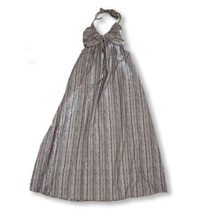 Deep Sea Printed Halter Back Tie-up Light Weight Maxi Dress Lg